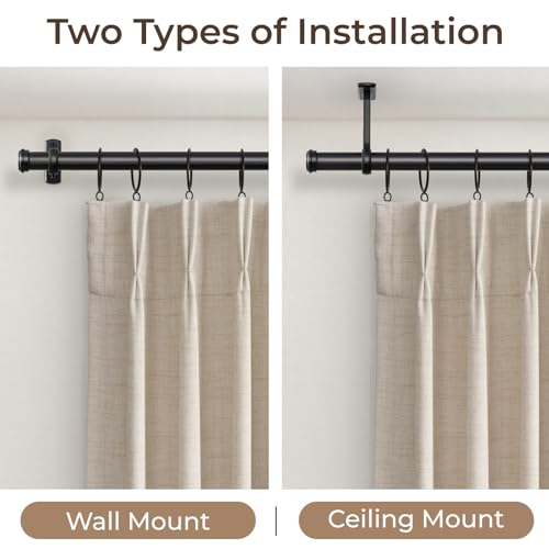1” Heavy Duty Adjustable Curtain Rod, 72-144 inch, Black - view 4