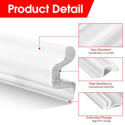 Extra Wide Kerf Door Weatherstripping for Door Frame Seal,New Upgrape V-Shaped Front Door Weather Stripping,Thicken Exterior Door Weatherstrip for Large Gap,White Soundproof Insulation Strip 26Ft - view 5