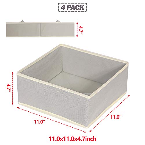 Foldable Cloth Storage Box Closet Dresser Drawer Organizer Fabric Baskets Bins Containers Divider for Clothes Underwear Bras Socks Clothing,Set of 4 Grey 400 - view 2
