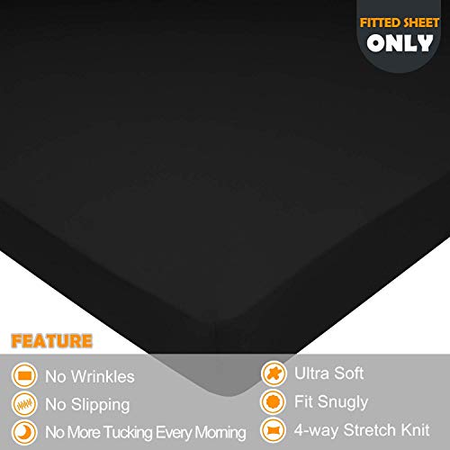 Bundle Set of Stretch Fitted Sheet and Pillow Cases - Black, Queen - view 3