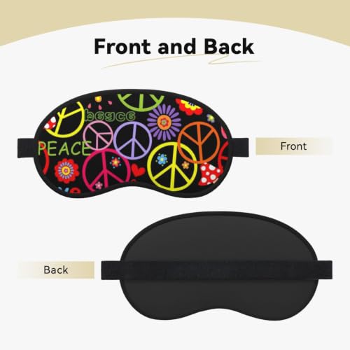 Kits Hippie Peace Symbol, Mushrooms and Abstract Flowerspeace Hippy Soft Composite Fabric Eye Cover, Adjustable Sleep Mask for Travel - view 2