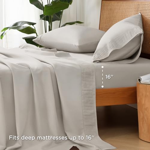 Deep Linen Grey King Sheets Set, Breathable & Cooling Sheets - view 4