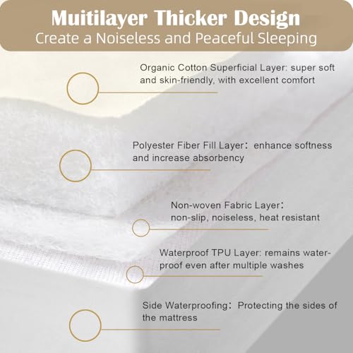 Organic Full Mattress Protector -Top&Side 100% Waterproof Protector - view 5