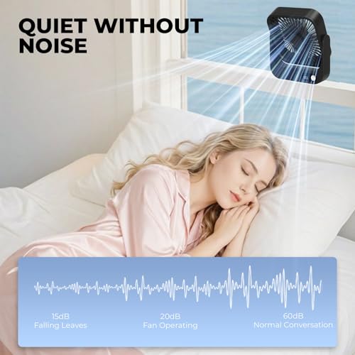 Portable Desk Fan with Magnetic Stand, 5000mAh Cruise Ship Approved Fan, 5 Speeds Turbo Power USB Rechargeable Travel Fan for Bedroom Sleeping Carnival Cruise Essentials 2026, Black - view 4