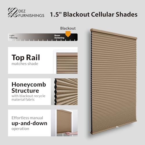 Cordless 1.5" Blackout Cellular Shade, Energy Saver, 29.5" W x 64" H, Latte - view 2