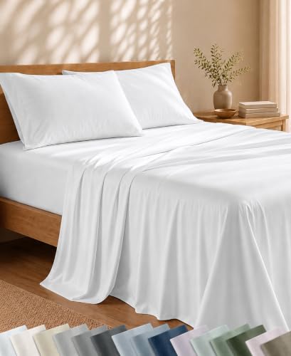 100% Viscose from Bamboo Sheets King, White
