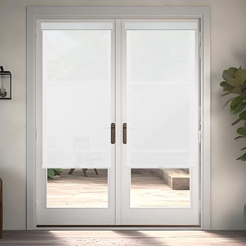 Light Filtering Roller Blinds & Shades Cordless Blinds for Windows with Jacquard Fabric, UV Protection Thermal Insulated Door Blinds, Easy to Install, 33" W x 36" H, White - view 5