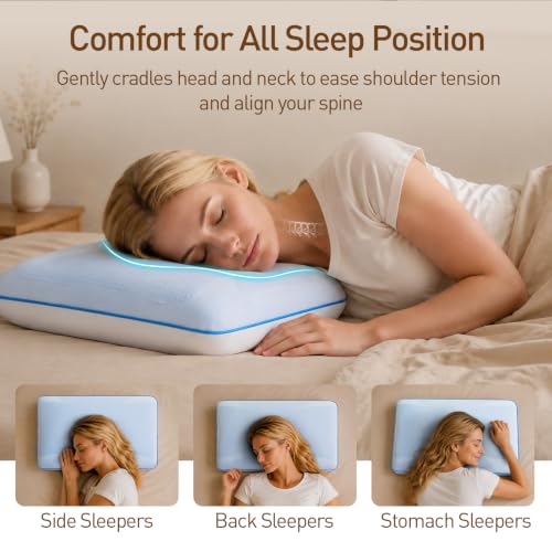 Cooling Gel Memory Foam Pillow for Hot Sleepers, Medium Loft Standard Size - view 5