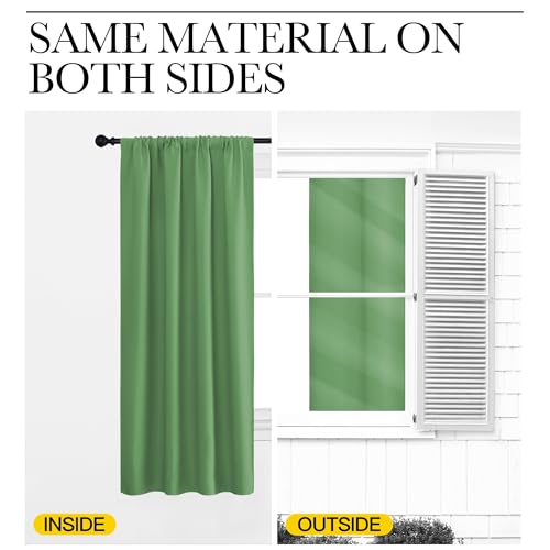 Living Room Curtains, Blackout Draperies, Froest Green, 1 Pair, 70 x 84-inch, Home Decorations Thermal Insulated Solid Rod Pocket Blackout Drapes for Cafe - view 5