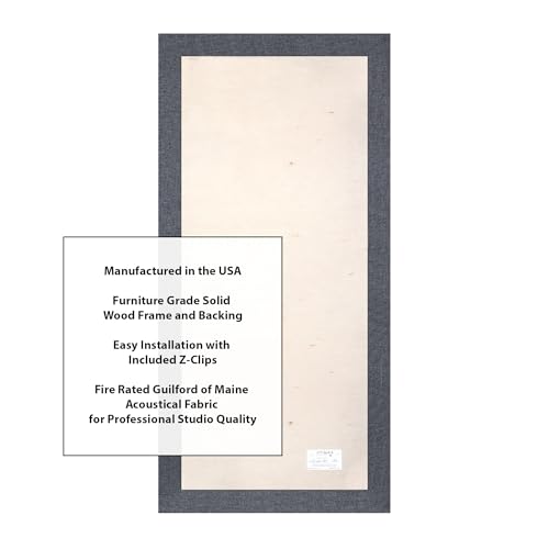 Sound Absorbing Acoustic Panel with Sona Fabric, NRC 1.0, Fire Rated, 24" x 48" x 2" (Charcoal) - view 5