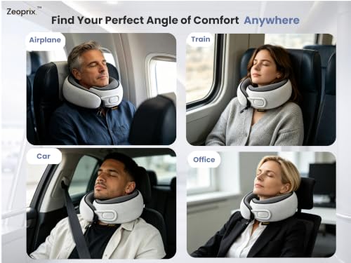 Travel Neck Pillow for Airplane, Neck Pillow for Travel, Light Grey - view 6
