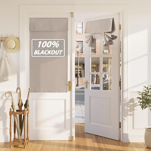 100% Blackout Linen French Door Curtain for Front Window Covering