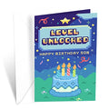 Birthday Card For Son Video Game Theme, Made in America, Eco-Friendly, Thick Card Stock with Premium Envelope 5in x 7.75in, Packaged in Protective Mailer