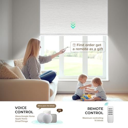 Motorized Blinds with Remote, Blackout Smart Roller Shades - view 2