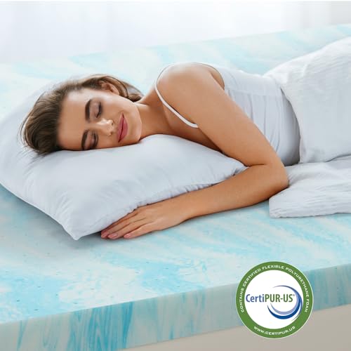 Mattress Topper, 2 Inch Gel Infused Memory Foam Mattress Topper, Queen Blue - view 5