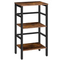 3 Tier Bookshelf, Small Narrow Bookshelf, Record Storage Rack with Side Fence, Floor-Standing Shelf Units, Narrow Display Shelf for Living Room, Bedroom, Classroom, Rustic Brown BF80CJ01G1