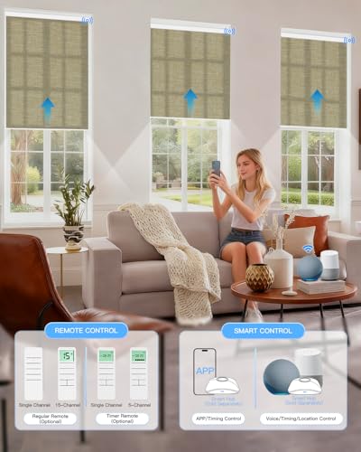 Motorized Roller Shade, Light Filtering Smart Blind with Remote - view 2