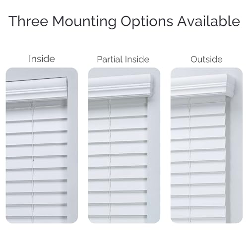 Cordless 2" Faux Wood Blind White 69 W x 52 H, Flush Inside Mount (No Valance Side Pieces/Returns Included, Arrives ½ Inch Narrower) - view 4