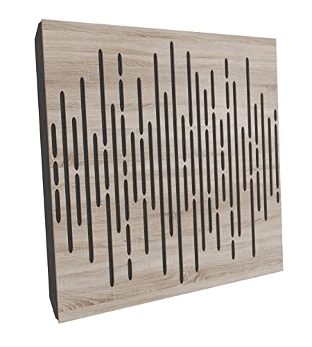 (2 Pack) — Sound Absorption-Diffuse Acoustic Panel «Wave» | 19.7''x19.7''x2.1" | High Density Foam | Absorption - Diffusion - Reflection - Soundproofing - Insulation | Wood laminated: (Sonoma) - view 2