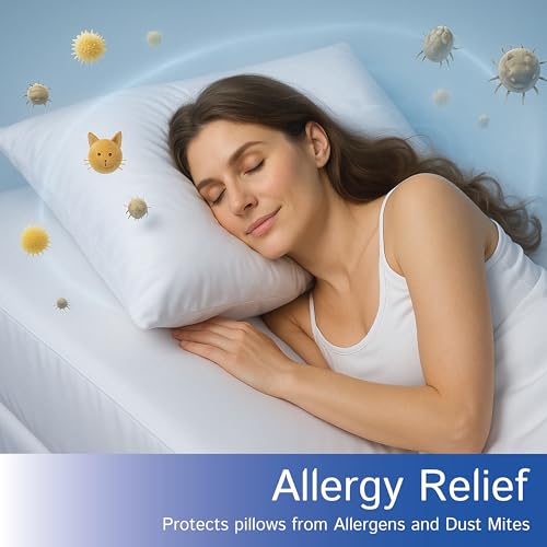 Standard Pillow Protectors (Set of 4) – Hypoallergenic Pillow Cover Waterproof Dust Allergen Proof Zippered Encasement - view 3