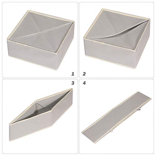 Foldable Cloth Storage Box Closet Dresser Drawer Organizer Fabric Baskets Bins Containers Divider for Clothes Underwear Bras Socks Clothing,Set of 4 Grey 400 - view 3