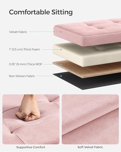 Storage Ottoman Bench, 30 Inches Velvet Foldable Foot Rest - view 4