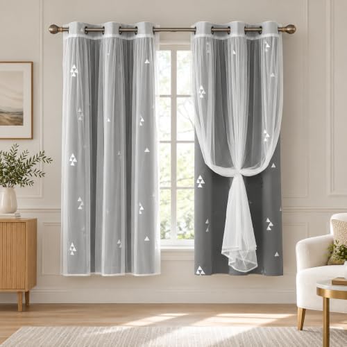 Blackout Curtains for Bedroom 63 Inch Long, Living Room 4 Panels