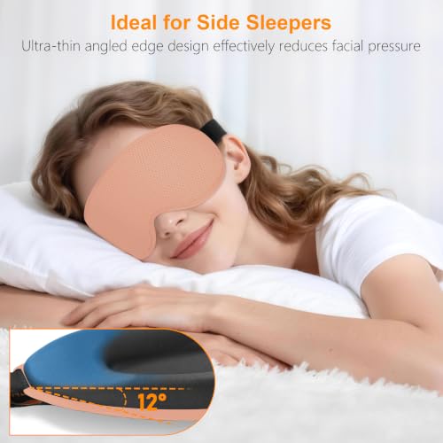 100% Blackout Sleep Eye Mask for Side Sleeper Men Women, Zero Eye Pressure 3D Contoured Cup and Eyelash Friendly Sleeping Mask, Ergonomic-Flesh Pink - view 4
