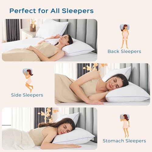 Pillows Standard Set of 4, Bed Pillow for Side, Back, and Stomach Sleepers, Down Alternative Filled Full Size Pillows, Luxury Hotel Quality and Machine Washable, 26" x 17", 4 Pack - view 5
