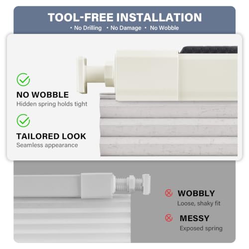 No Drill Cordless Blackout Cellular Shades, Custom Size, Linen - view 5