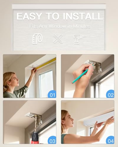Motorized Roller Shade, Blackout Smart Window Blind with Remote - view 6