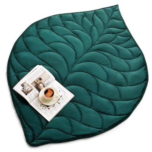 Weighted Lap Blanket for Adults, 7 lbs 41" x 53", Leaf Pattern, Green