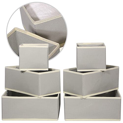 Foldable Cloth Storage Box Closet Dresser Drawer Organizer Fabric Baskets Bins Containers Divider with Drawers for Clothes, Underwear, Bras, Socks, Lingerie, Clothing, Set of 6 - view 4