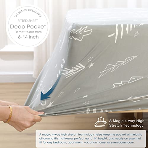 Soft Jersey Fitted Sheet Set（1 Fitted Sheet with 2 Pillowcases Only, 4-Way Stretch Knit with Deep Pocket, Snug Fit for Full/Full XL Mattress, Wrinkle Free - view 4