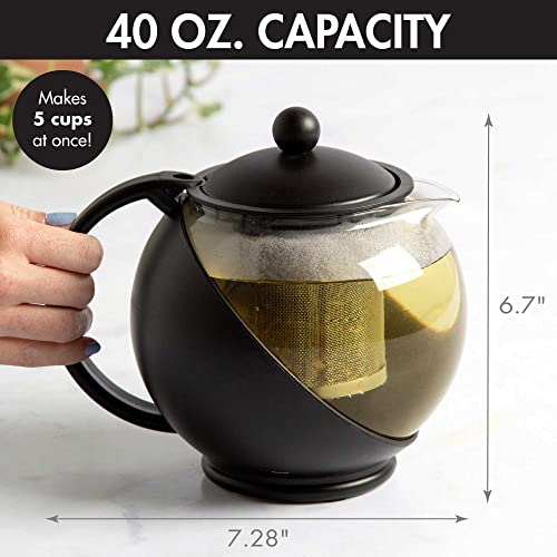Half Moon Teapot Set with 4 Tea Cups, Removable Stainless Steel Filter and Infuser, Glass Tea Maker, Filter, Dishwasher Safe, 40-Ounce, Tea Gift Set, Tea Set for Service of 4 Adults - view 4