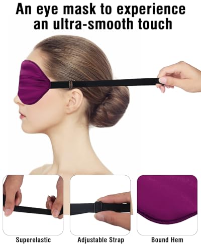 Silk-Sleep-Mask Eye-Mask Eye-Cover Eyeshade - 100% Silk Soft Adjustable Strip(Black+Dark Blue+Purple) - view 2