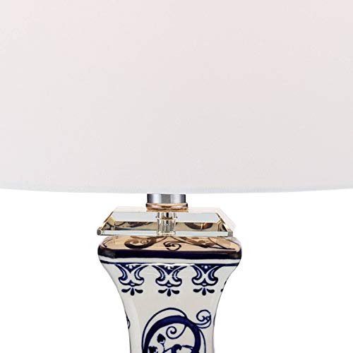 28" Tall Table Lamp Floral Iris Blue White Porcelain Traditional Asian - view 5