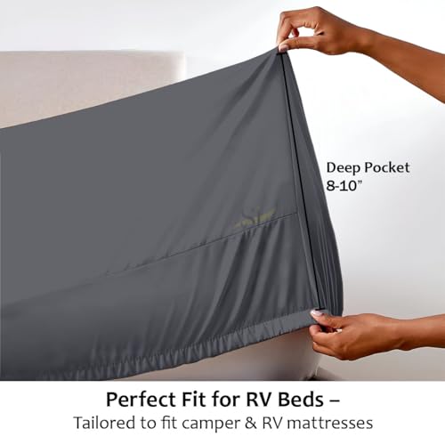 Microfiber RV Sheet Sets, 48x75 3/4 Full Bunk, Dark Grey Solid - Fits Mattresses up to 8 Inches Deep, 4 Piece RV Bed Sheets for Campers, Motorhomes, and Travel Trailers - view 4