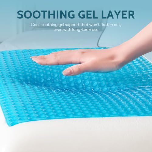 All-Season Comfort Gel Cooling Pillows for Hot Sleepers, Cooling Memory Foam Pillow with Reversible & Removable Cover, Cold Pillow for Side & Back Sleepers, Standard Size (1 Pack), Grey - view 5