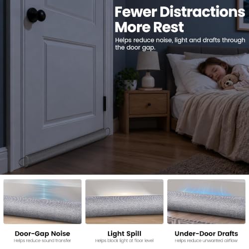 Weighted Under Door Draft Stopper 36 Inch, Door Draft Blocker with Adhesive Hook & Loop, Door Sweep Bottom Seal for Blocking Cold Air, Noise, Dust, Wind and Light, Dark Grey - view 4