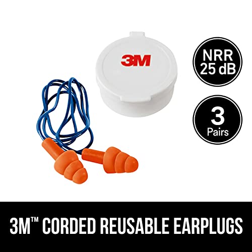 Corded Reusable Earplugs, 3 Pack, Noise Reduction Rating (NRR) 25 dB, Easy to Use & Insert, Pliable & Tri-Flange Design Enhances Comfort & Fit, Orange Ear Plugs (90716H3-DC), 3 Pair (Pack of 2) - view 5