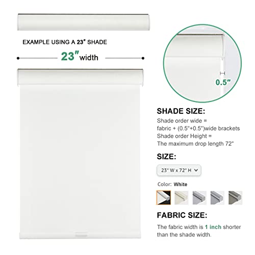Custom Size White Cordless 100% Blackout Roller Shades for Windows - view 5