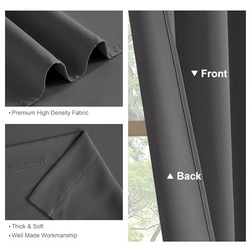 Blackout Curtains Thermal Insulated Window Treatment Panels Room Darkening Shade Drapes for Living Room Back Tab/Rod Pocket Bedroom Draperies, 34 x 63 Inch, Grey, 2 Panels - view 6