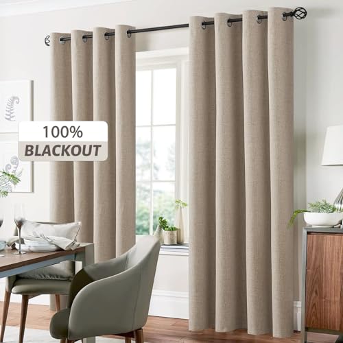 Natural Linen Textured Curtains 84 Inches Long for Living Room - view 7