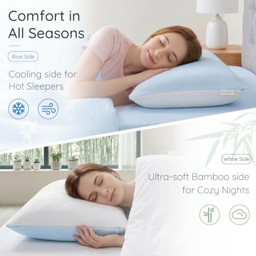 Original Adjustable Loft Pillow • Gel-Infused Shredded Memory Foam Fill • Dual-Sided Washable Cooling Cover • Perfect for Back, Side, Stomach Sleepers (1, Queen (20" x 30")) - view 5
