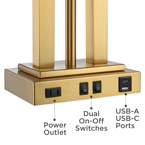 Deacon 26" Gold Tall Desk Lamp Gooseneck USB Port Outlet Brass Antique - view 6
