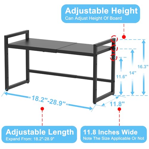 Expandable Metal Storage Shelves, 110LBS Heavy Duty Shelving Units and Storage for Pots Pans Small Appliances, Adjustable Metal Storage Shelf Organizer Rack for Kitchen Cabinets Closet Pantry Garage - view 2