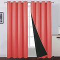 100% Blackout Curtains 52 x 84 Inch/Coral Curtains 2 Panels with Black Lining Room Darkening Thermal Insulated Bedroom Curtains