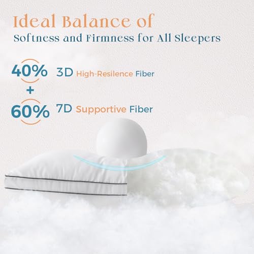 Bed Pillows Queen Size Set of 4, Gusseted Sleeping Pillows for Side, Back, and Stomach Sleepers, Hotel Quality, Oeko-Tex Certified Fluffy Supportive Down Alternative Filling, White, 4 Pack - view 5