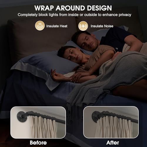 Heavy Duty 1 Inch Adjustable Blackout Black Curtain Rod 120-170 Inch | Wrap Around for Windows, Indoor/Outdoor Room Divider - view 4